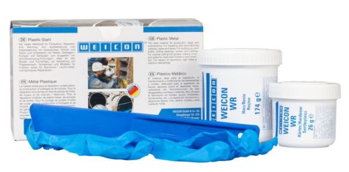 WEICON WR - kétkomponensű ACÉL töltött folyékony KOPÁSÁLLÓ epoxi gyanta - 0,2 kg