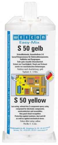 Weicon Easy-Mix S50 keverőfejes epoxi pillanatragasztó 50 ml - élénksárga
