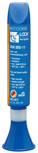 WEICONLOCK AN 305-11  Cső és csőmenet rögzítő ragasztó - M80 R3 - Fehér - 50 ml