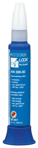 WEICONLOCK AN 306-60 Csapágy és tengelyrögzítő ragasztó 0,50 mm résfeltöltéssel - R2 - Ezüst - 50 ml